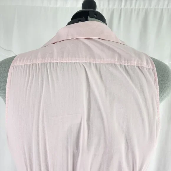 Leifnotes Pink & Burgundy Sleeveless Wrap Dress With Tie Waist - Size 10P - Picture 14 of 15